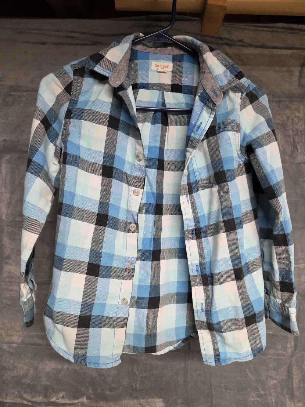 Cat & Jack Blue Plaid Flannel Button-Front Kids Shirt